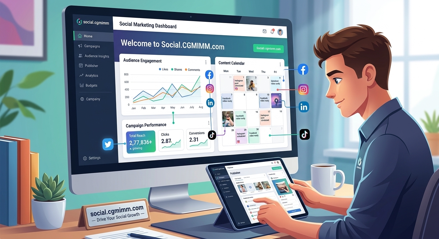 SocialAI dashboard — content calendar, campaign performance, and audience engagement